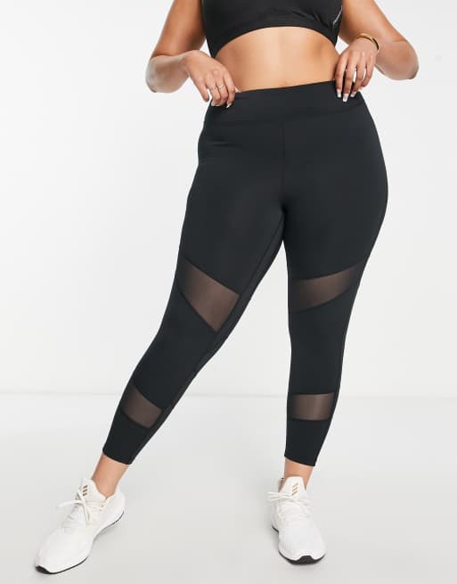 Fit Basic Mesh Panel High Waisted Legging