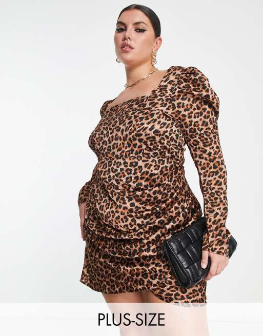 Leopard print hotsell square neck dress