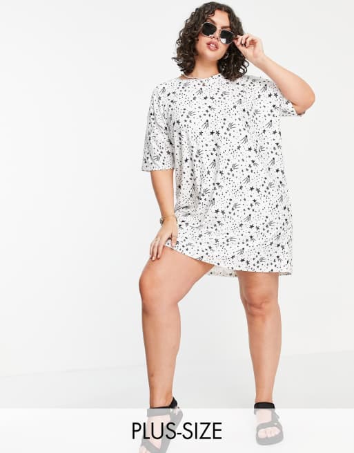 Urban Threads Plus - Vestito camicia con stampa di stelle