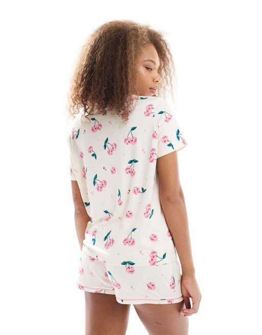 Urban Threads – Pyjama in Rosa mit Discokugel-Kirschmuster, 3 von 4
