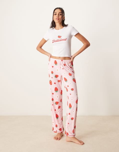 Urban Threads pyjama set in strawberry print - view 1