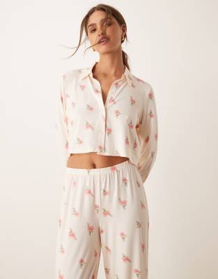 Loungewear Beer Fleece Pyjama Set met knoopsluiting aan de voorkant boohoo