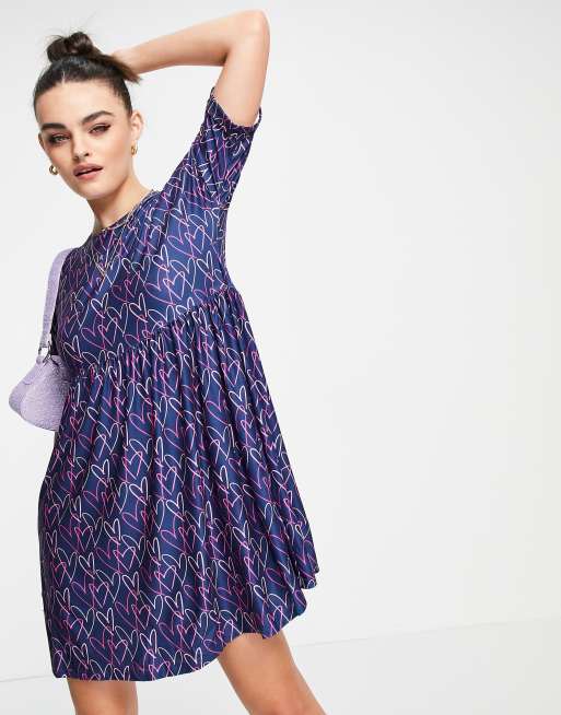 Urban Threads Robe babydoll courte à motif cœurs ASOS