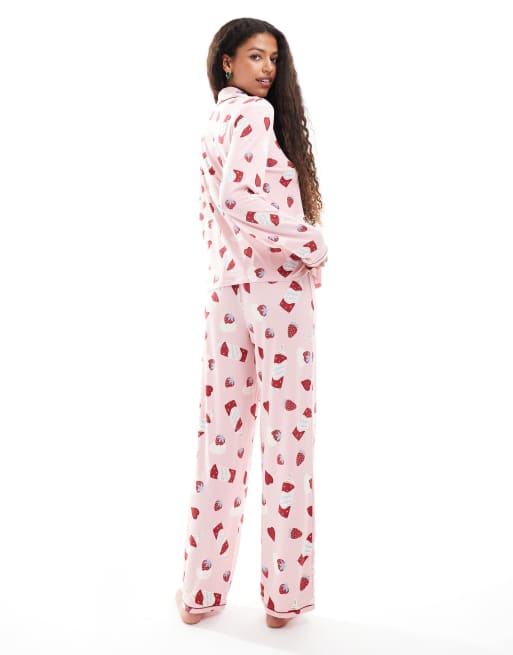 Urban Threads – Rosa pyjamas med efterrättsmönster, 3 av 4