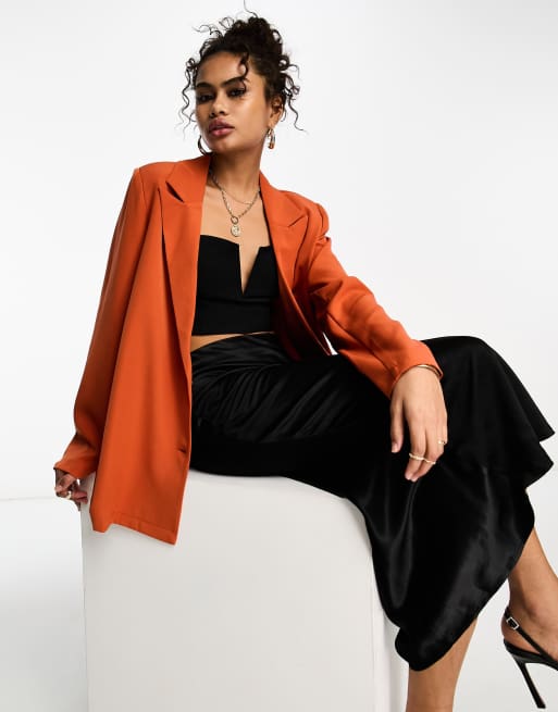 Urban Threads – Rostfärgad enkelknäppt oversize-kavaj