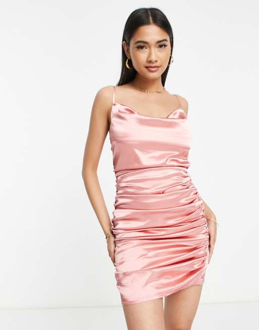 Light pink clearance satin mini dress