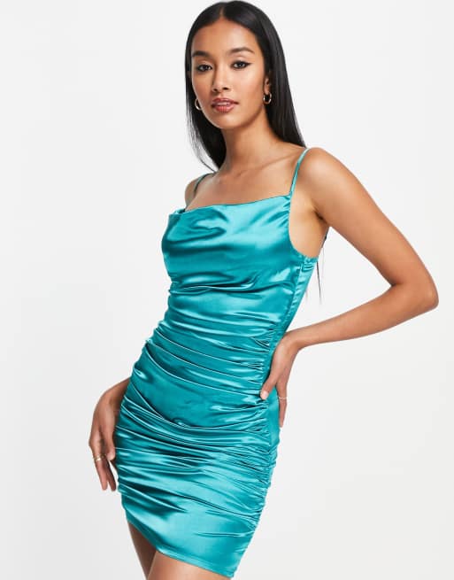 Teal green hot sale satin dress