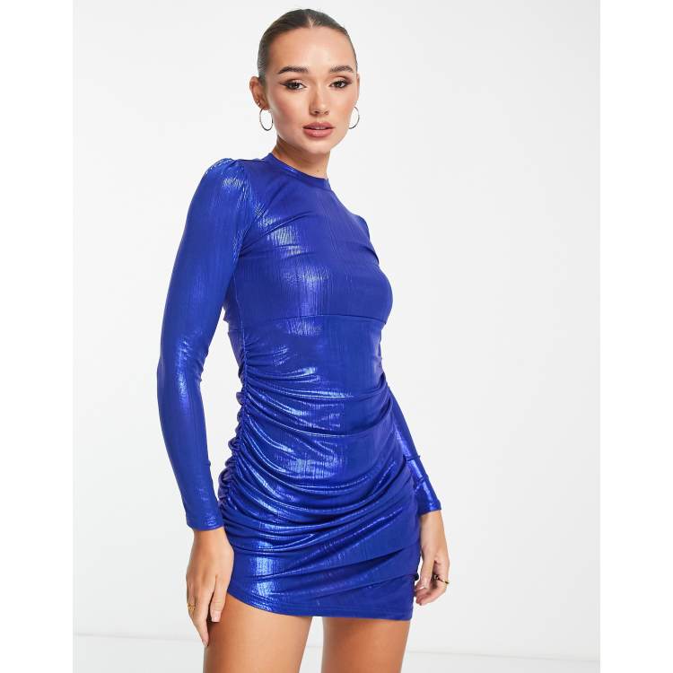 cobalt bodycon dress Bardot Twist Strap Detail Open Back Mini Bodycon Dress In Cobalt Blue | EGO  US