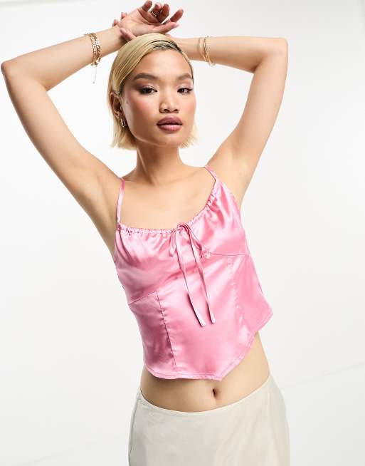 Pink satin discount corset top