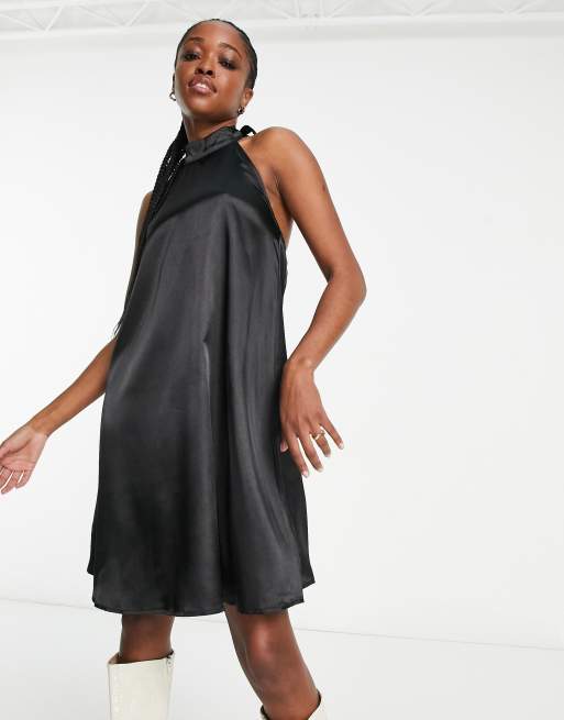 Asos black best sale silk dress