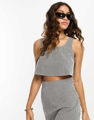 Urban Threads scoop neck crop top in black gingham - part of a set