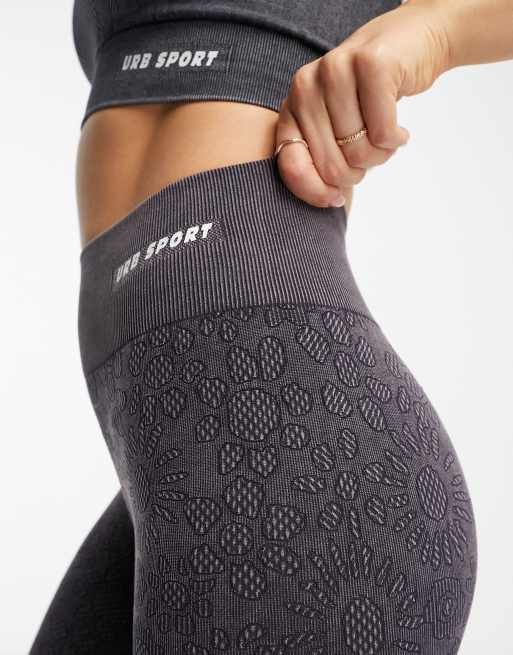 Urban Threads seamless floral jacquard gym leggings in grey