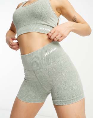 ASOS 4505 seamless short with ruched bum in green - part of a set