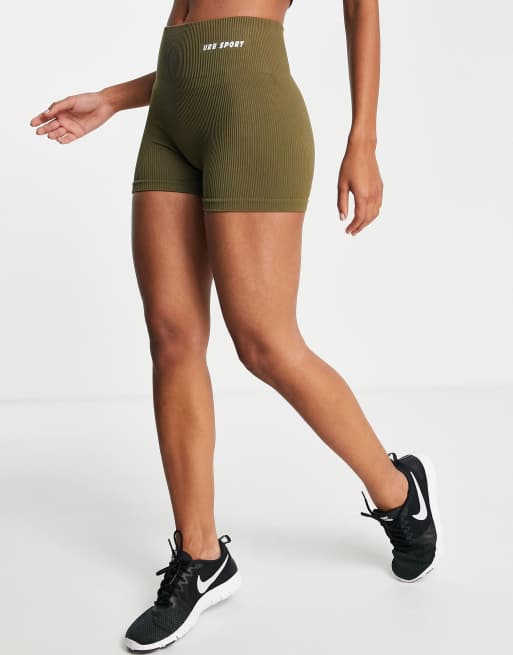 Urban Threads seamless gym booty shorts in green