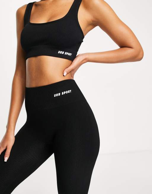 Urban Threads seamless gym leggings in black