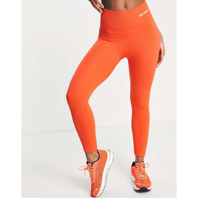 Urban Threads seamless gym leggings in bright orange