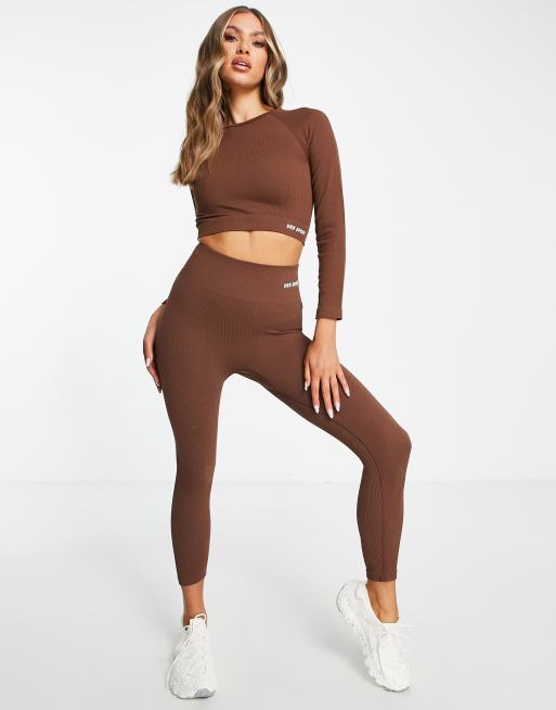 Chocolate Textured Seamless Gym Leggings