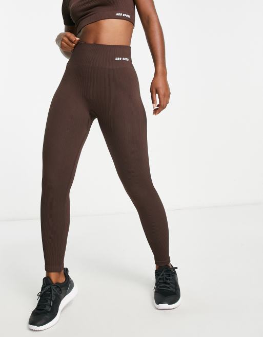 Urban Threads seamless gym leggings in dark chocolate ASOS