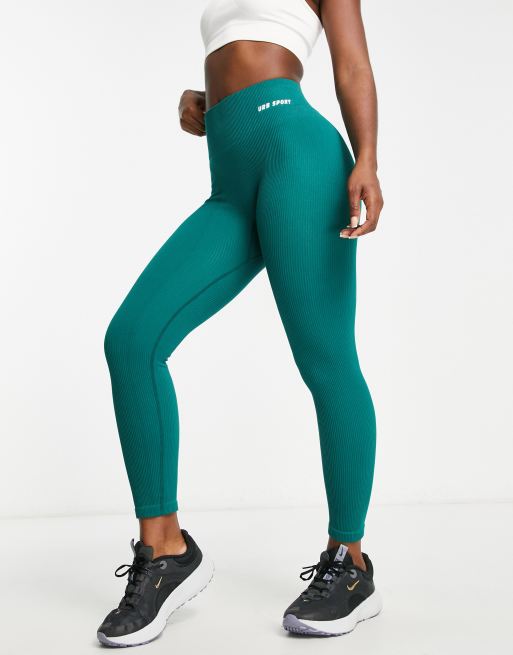 Urban Threads - Leggings da palestra senza cuciture verde bosco