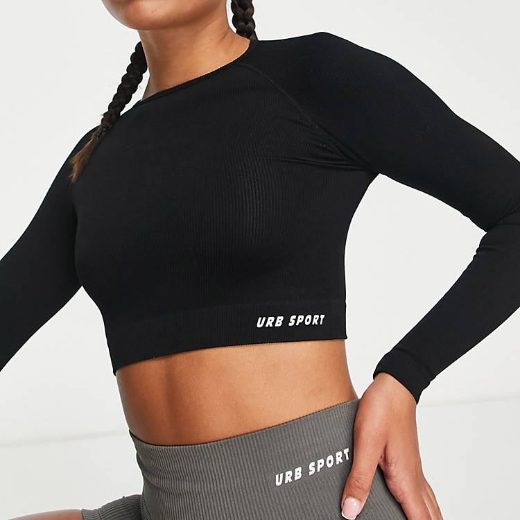 Long Sleeve Crop Top and Sports Bra