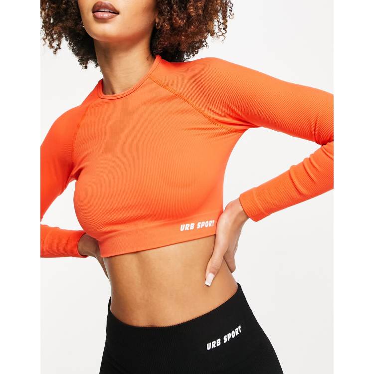 Orange sports crop top sale