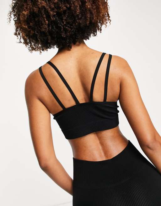 Urban Threads seamless sports bra in black, 2 of 4