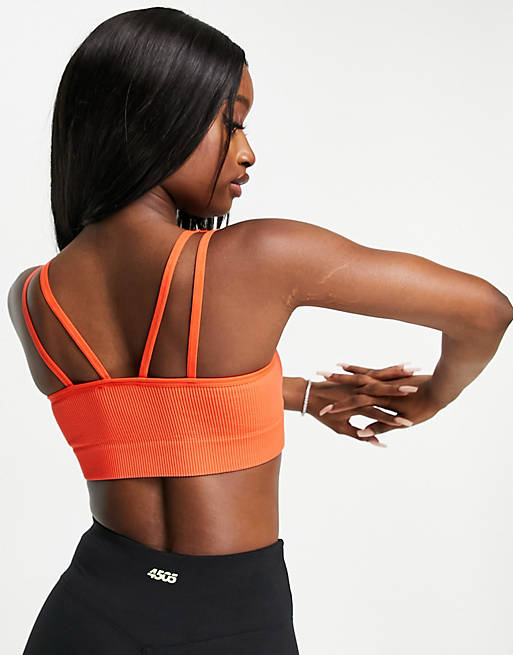 Urban Threads seamless sports bra in bright orange