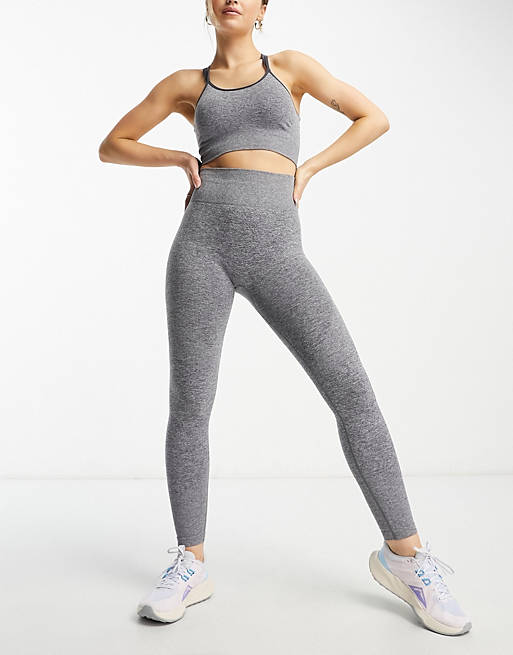 Urban Threads seamless squat proof gym leggings in charcoal gray