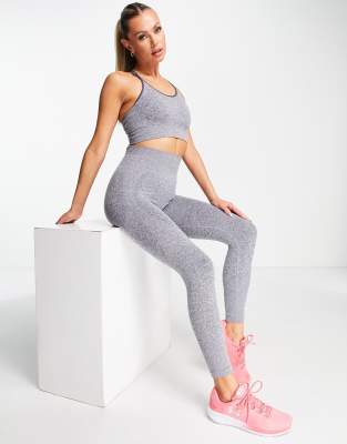 Urban Threads Urban Threads seamless squat proof gym leggings in charcoal grey marl