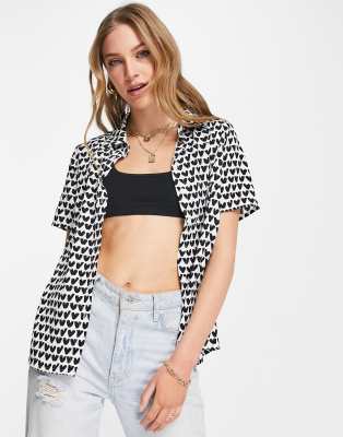 Urban Threads Urban Threads shirt co-ord in heart print-Multi