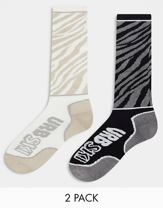 Urban Threads - ski 2 pack socks in animal print