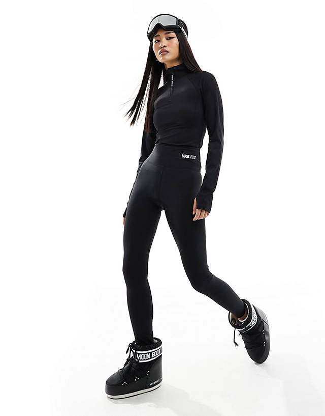 Urban Threads - ski base layer leggings co-ord in black