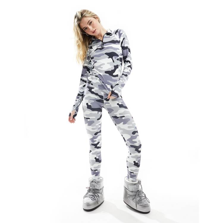 Urban Threads Ski base layer leggings co-ord in grey camo print