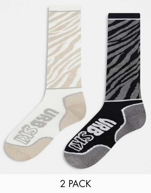 Urban Threads - Ski - Confezione da 2 paia di calzini con stampa animalier