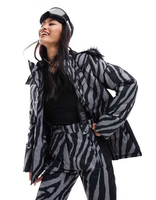 Urban Threads - Ski - Jack in grijze dierenprint, deel van co-ord set