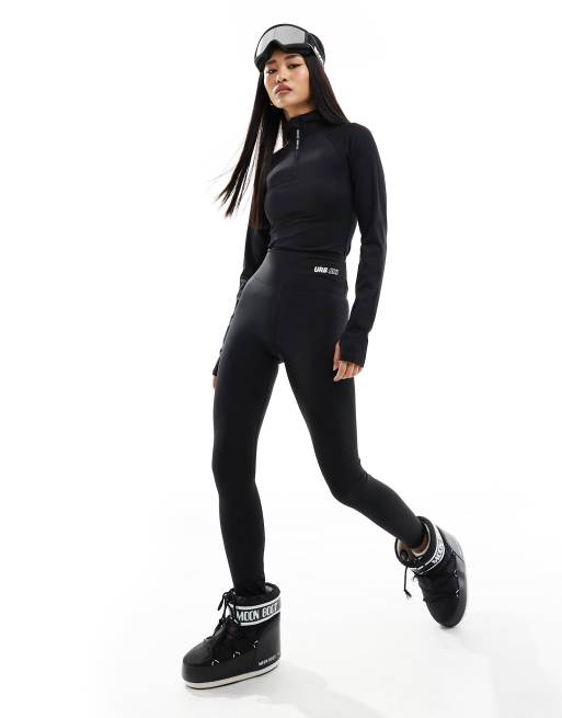 Urban Threads – Ski-Leggings in Schwarz mit Baselayer, Kombiteil