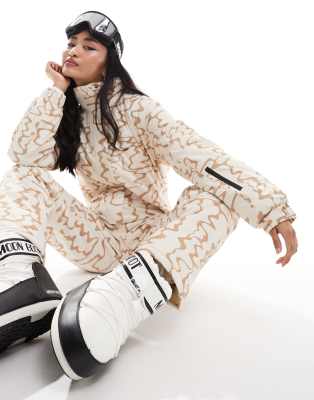 Urban Threads Urban Threads Ski suit in beige with abstract print-Neutral