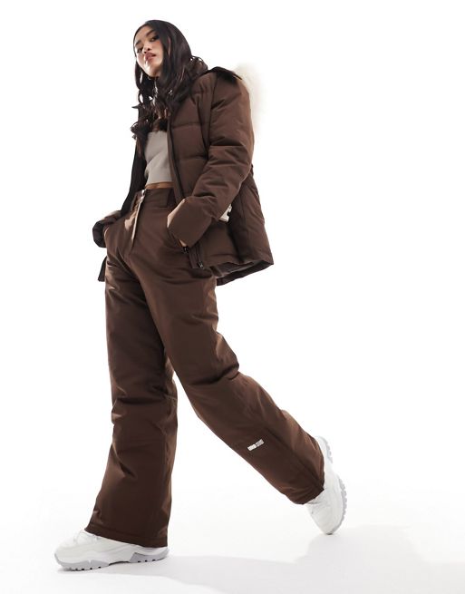 Urban Threads Ski wide leg pants in brown (part of a set)