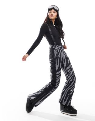 Urban Threads - Skilatzhose mit grauem Animalprint, Kombiteil-Schwarz