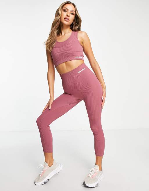 Urban Threads - Sømløse træningsleggings i støvet pink