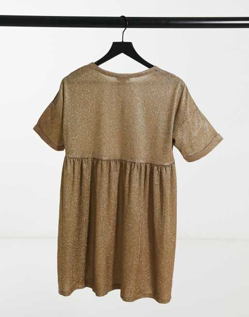 Urban Threads smock dress in gold | ASOS