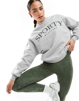 Urban Threads - Sportliches Oversize-Sweatshirt in Grau meliert