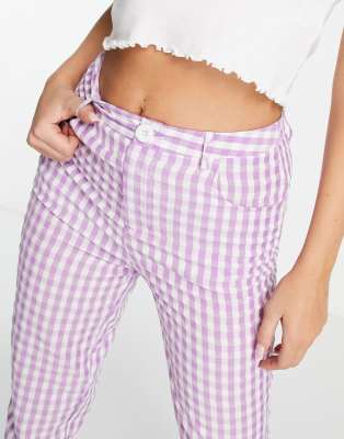 purple gingham pants