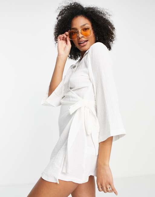 Urban Threads - Strandjurk met overslag in wit
