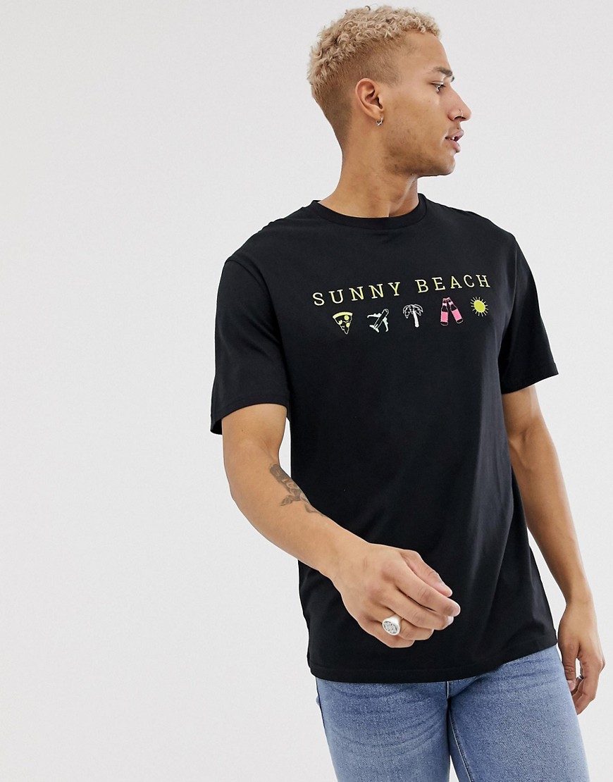 Urban Threads – Sunny Beach – T-shirt i oversize-modell-Rosa