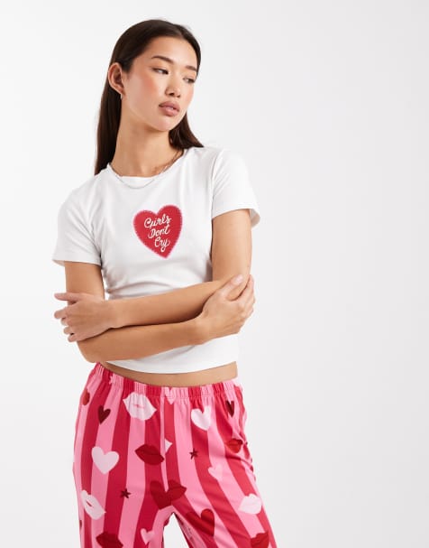 Urban Threads - T-shirt bianca con scritta Girls Don't Cry - view 1