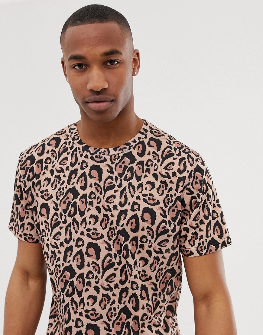 Urban Threads - T-shirt met luipaardprint-Bruin