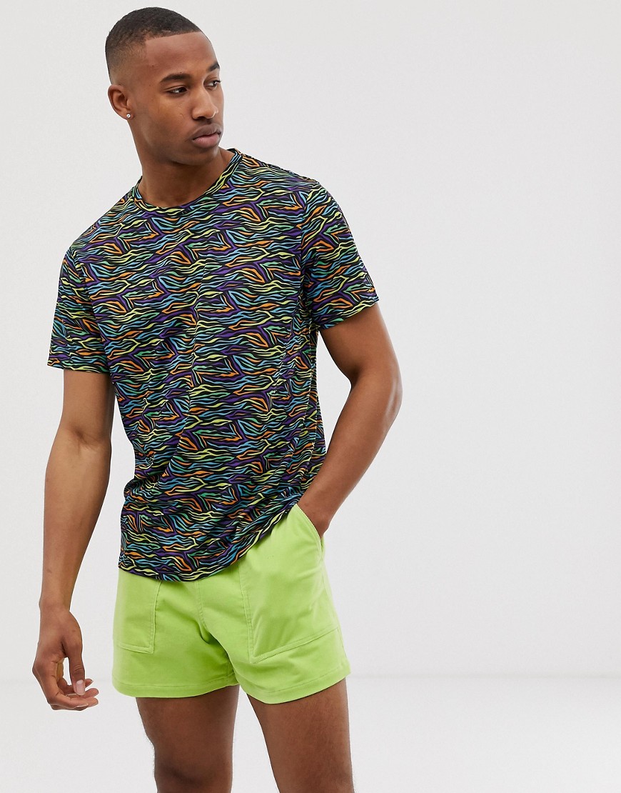Urban Threads - T-shirt met regenboogkleurige dierenprint-Multi