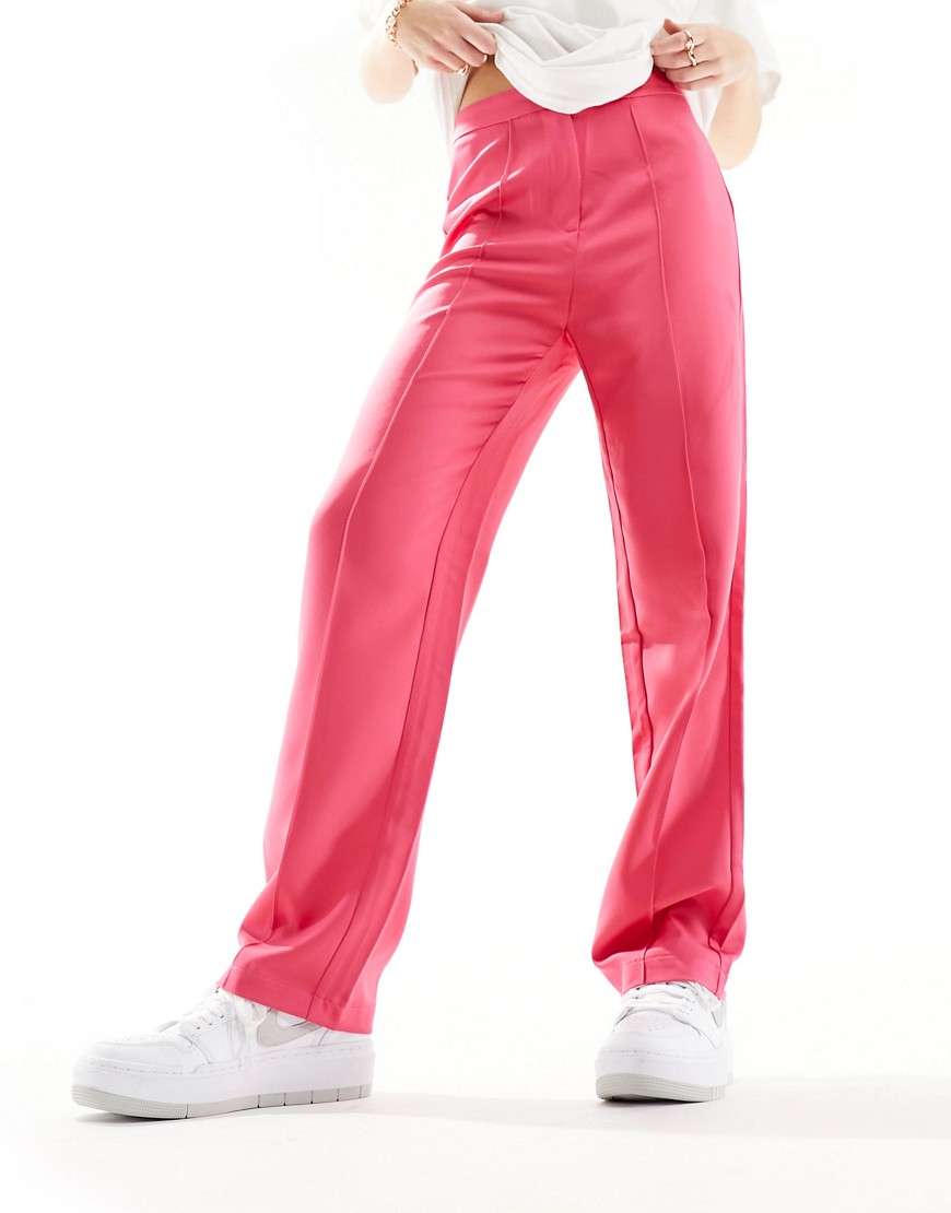 Urban Threads tailored high waisted straight leg trousers in hot pink