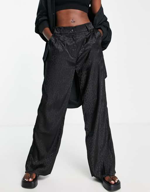 Urban Threads tailored pants in black animal print (part of a set)